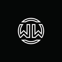 ww-Logo-Monogramm mit negativem Raumkreis abgerundete Designvorlage vektor