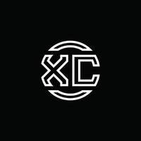 xc-Logo-Monogramm mit negativem Raumkreis abgerundete Designvorlage vektor