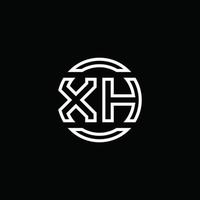 xh logotyp monogram med negativ utrymme cirkel rundad designmall vektor