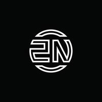 zn-Logo-Monogramm mit negativem Raumkreis abgerundete Designvorlage vektor