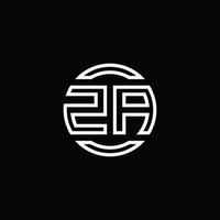 za-Logo-Monogramm mit negativem Raumkreis abgerundete Designvorlage vektor