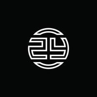 zy Logo-Monogramm mit negativem Raumkreis abgerundete Designvorlage vektor