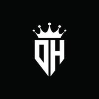 dh logotyp monogram emblem stil med krona form designmall vektor