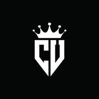 cu-Logo-Monogramm-Emblem-Stil mit Kronenform-Designvorlage vektor