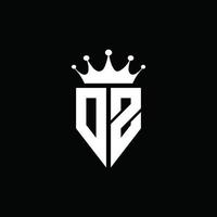 dz logotyp monogram emblem stil med krona form designmall vektor