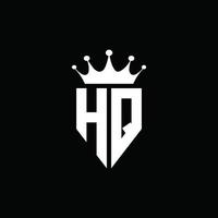 hq-Logo-Monogramm-Emblem-Stil mit Kronenform-Designvorlage vektor