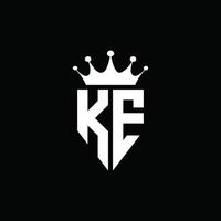 ke logotyp monogram emblem stil med krona form designmall vektor