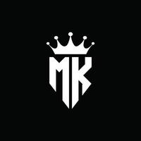 mk logotyp monogram emblem stil med krona form designmall vektor