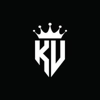 kv-Logo-Monogramm-Emblem-Stil mit Kronenform-Design-Vorlage vektor