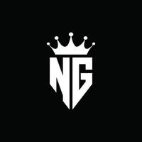 ng-Logo-Monogramm-Emblem-Stil mit Kronenform-Designvorlage vektor