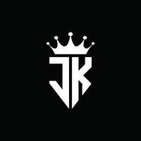 jk logotyp monogram emblem stil med krona form designmall vektor