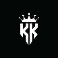 kk-Logo-Monogramm-Emblem-Stil mit Kronenform-Design-Vorlage vektor