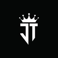 jt logotyp monogram emblem stil med krona form formgivningsmall vektor