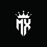 mx logotyp monogram emblem stil med krona form formgivningsmall vektor