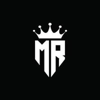 mr logotyp monogram emblem stil med krona form formgivningsmall vektor