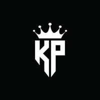 kp-Logo-Monogramm-Emblem-Stil mit Kronenform-Designvorlage vektor