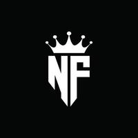 nf-Logo-Monogramm-Emblem-Stil mit Kronenform-Designvorlage vektor