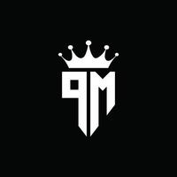 pm logotyp monogram emblem stil med krona form formgivningsmall vektor