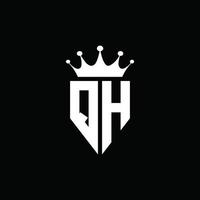 qh-Logo-Monogramm-Emblem-Stil mit Kronenform-Design-Vorlage vektor