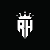 rh logotyp monogram emblem stil med krona form formgivningsmall vektor