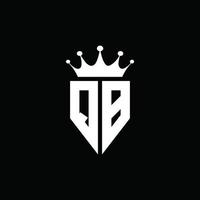 qb-Logo-Monogramm-Emblem-Stil mit Kronenform-Designvorlage vektor
