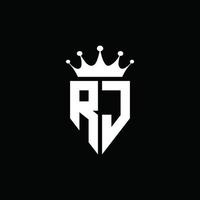 rj-Logo-Monogramm-Emblem-Stil mit Kronenform-Designvorlage vektor