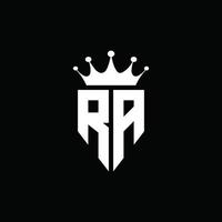 ra logotyp monogram emblem stil med krona form formgivningsmall vektor