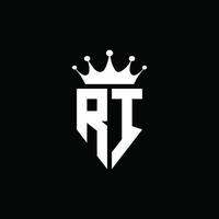 ri-Logo-Monogramm-Emblem-Stil mit Kronenform-Designvorlage vektor