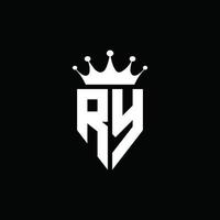 ry Logo-Monogramm-Emblem-Stil mit Kronenform-Designvorlage vektor