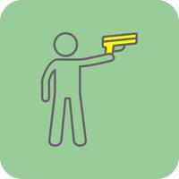polis innehav pistol fylld gul ikon vektor