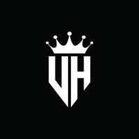 Vh-Logo-Monogramm-Emblem-Stil mit Kronenform-Design-Vorlage vektor