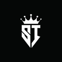 si logotyp monogram emblem stil med krona form designmall vektor