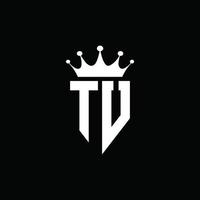 Tu-Logo-Monogramm-Emblem-Stil mit Kronenform-Designvorlage vektor
