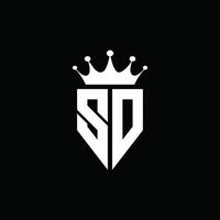 SD-Logo-Monogramm-Emblem-Stil mit Kronenform-Design-Vorlage vektor