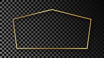 guld lysande tetragon form ram med skugga isolerat på mörk bakgrund. skinande ram med lysande effekter. illustration. vektor