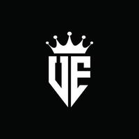 Ue-Logo-Monogramm-Emblem-Stil mit Kronenform-Designvorlage vektor