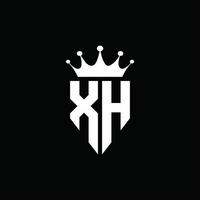 xh logotyp monogram emblem stil med krona form designmall vektor