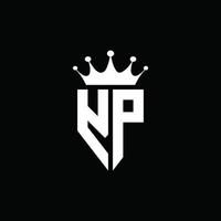 yp-Logo-Monogramm-Emblem-Stil mit Kronenform-Design-Vorlage vektor