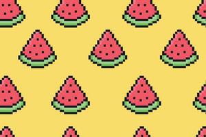 Pixel Kunst Wassermelone Scheibe Muster, Sommer- hell und bunt Muster zum Hintergrund, Verpackung, Sozial Medien, Dekoration, Papier. vektor