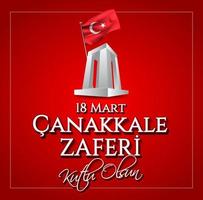 vektor illustration. 18 mart canakkale zaferi national holiday, 1915 dagen då ottomanerna seger canakkale segermonument. seger av canakkale glad semester