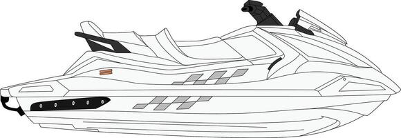 vit motor båt linje konst illustration.. vektor