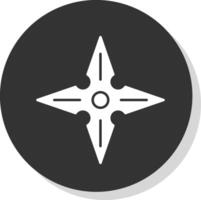 shuriken glyf grå cirkel ikon vektor