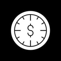 Zeit ist Geld Glyphe invertiert Symbol vektor