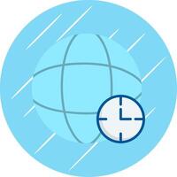 tid zon platt blå cirkel ikon vektor