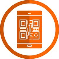 qr koda glyf orange cirkel ikon vektor