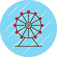 ferris hjul platt blå cirkel ikon vektor