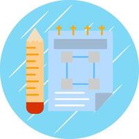 skissbok platt blå cirkel ikon vektor