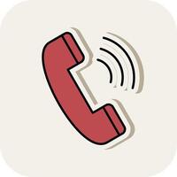 Telefon Anruf Linie gefüllt Weiß Schatten Symbol vektor