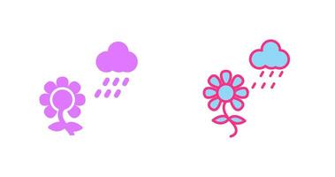 blomma med regn ikon vektor