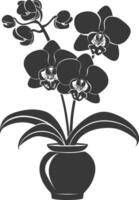 ai generiert Silhouette Orchidee Blume im das Vase schwarz Farbe nur vektor